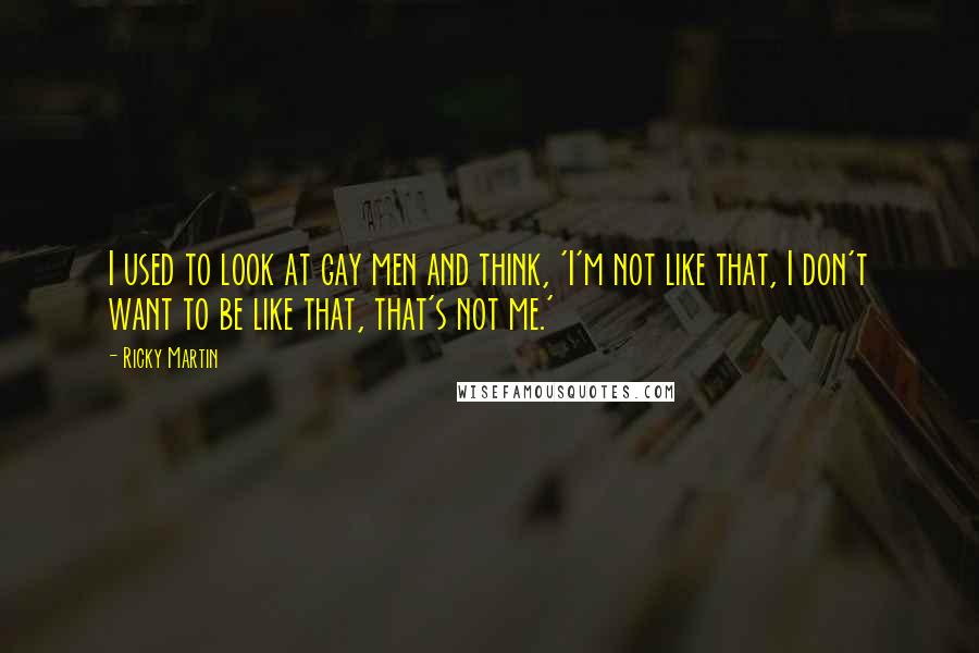 Ricky Martin Quotes: I used to look at gay men and think, 'I'm not like that, I don't want to be like that, that's not me.'