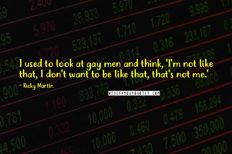Ricky Martin Quotes: I used to look at gay men and think, 'I'm not like that, I don't want to be like that, that's not me.'