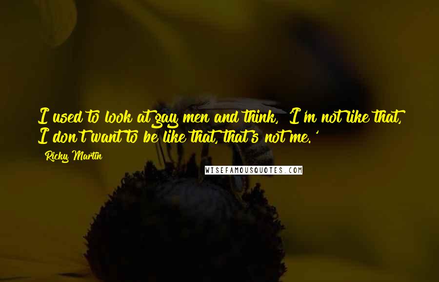 Ricky Martin Quotes: I used to look at gay men and think, 'I'm not like that, I don't want to be like that, that's not me.'
