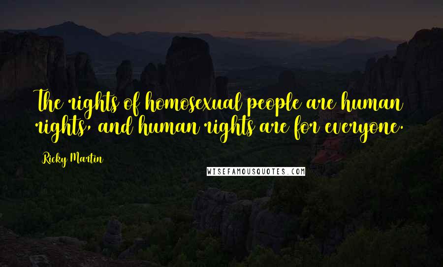 Ricky Martin Quotes: The rights of homosexual people are human rights, and human rights are for everyone.