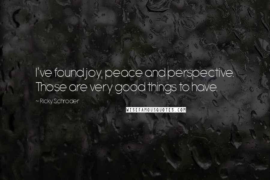 Ricky Schroder Quotes: I've found joy, peace and perspective. Those are very good things to have.