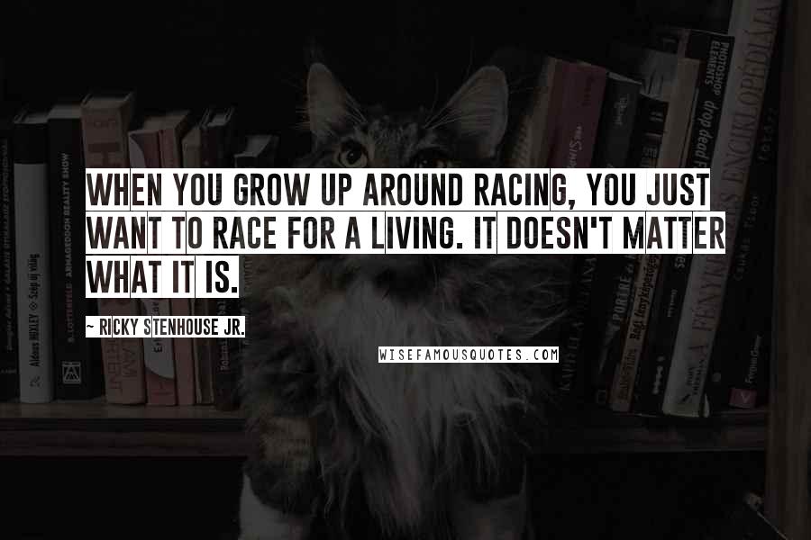 Ricky Stenhouse Jr. Quotes: When you grow up around racing, you just want to race for a living. It doesn't matter what it is.