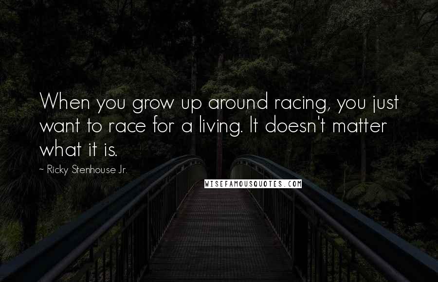 Ricky Stenhouse Jr. Quotes: When you grow up around racing, you just want to race for a living. It doesn't matter what it is.