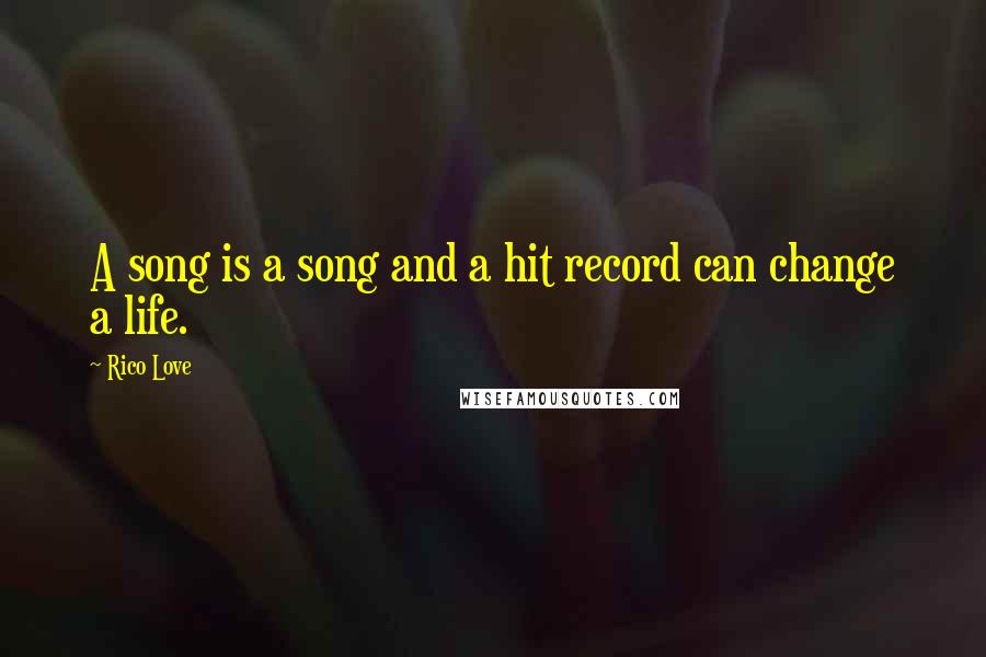 Rico Love Quotes: A song is a song and a hit record can change a life.