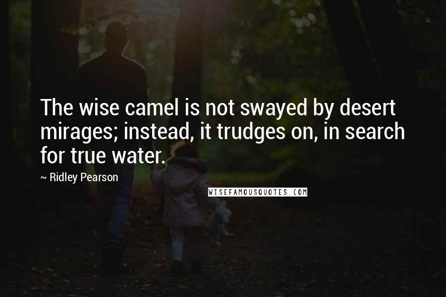 Ridley Pearson Quotes: The wise camel is not swayed by desert mirages; instead, it trudges on, in search for true water.