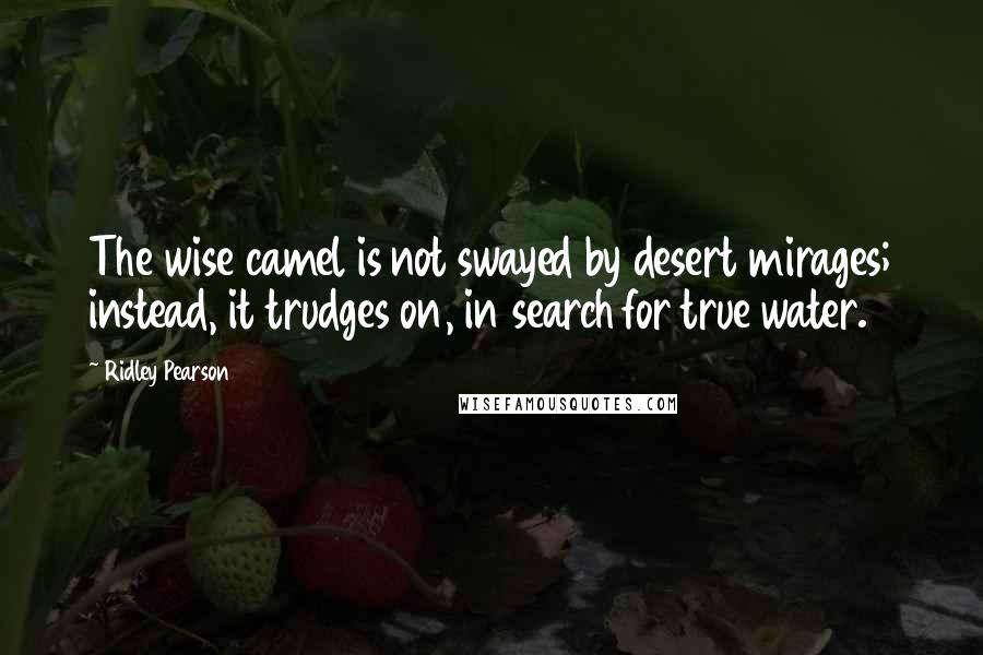 Ridley Pearson Quotes: The wise camel is not swayed by desert mirages; instead, it trudges on, in search for true water.