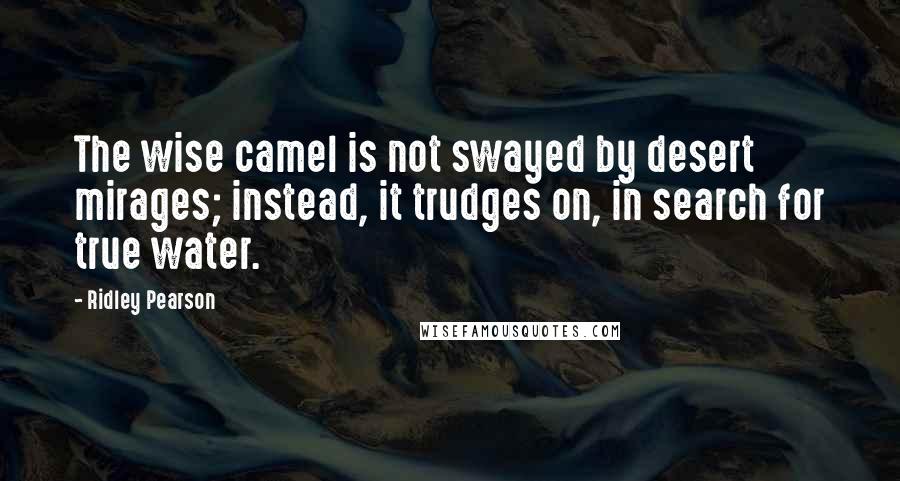 Ridley Pearson Quotes: The wise camel is not swayed by desert mirages; instead, it trudges on, in search for true water.