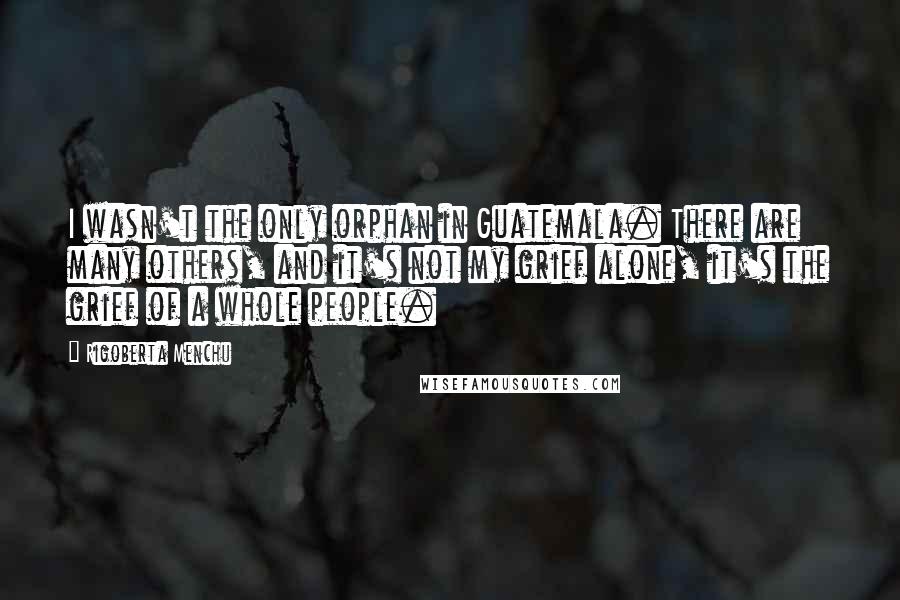 Rigoberta Menchu Quotes: I wasn't the only orphan in Guatemala. There are many others, and it's not my grief alone, it's the grief of a whole people.