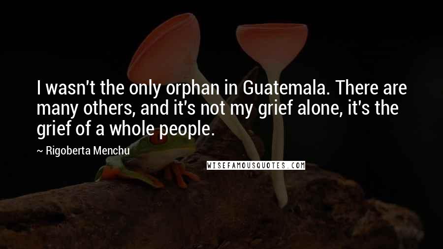 Rigoberta Menchu Quotes: I wasn't the only orphan in Guatemala. There are many others, and it's not my grief alone, it's the grief of a whole people.