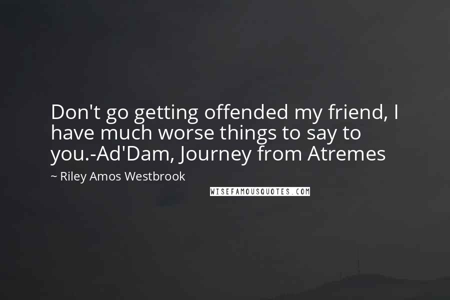 Riley Amos Westbrook Quotes: Don't go getting offended my friend, I have much worse things to say to you.-Ad'Dam, Journey from Atremes