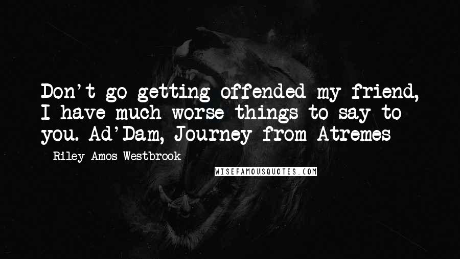 Riley Amos Westbrook Quotes: Don't go getting offended my friend, I have much worse things to say to you.-Ad'Dam, Journey from Atremes