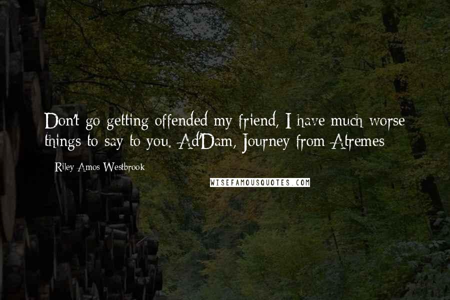 Riley Amos Westbrook Quotes: Don't go getting offended my friend, I have much worse things to say to you.-Ad'Dam, Journey from Atremes