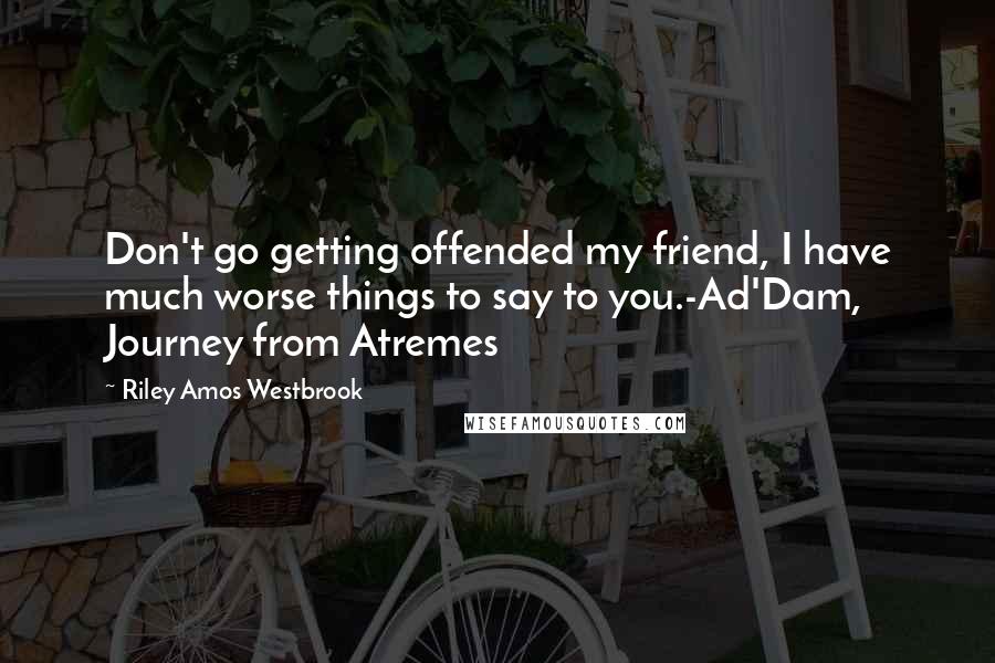 Riley Amos Westbrook Quotes: Don't go getting offended my friend, I have much worse things to say to you.-Ad'Dam, Journey from Atremes
