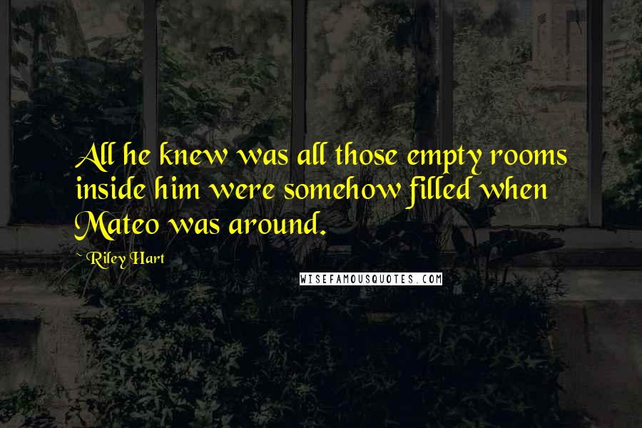 Riley Hart Quotes: All he knew was all those empty rooms inside him were somehow filled when Mateo was around.