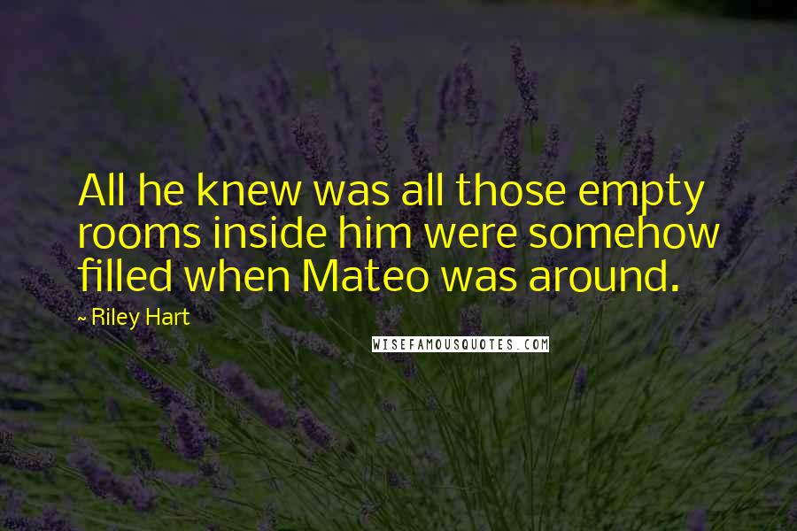 Riley Hart Quotes: All he knew was all those empty rooms inside him were somehow filled when Mateo was around.