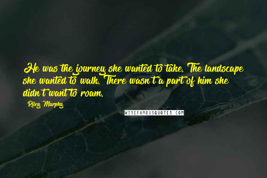 Riley Murphy Quotes: He was the journey she wanted to take. The landscape she wanted to walk. There wasn't a part of him she didn't want to roam.