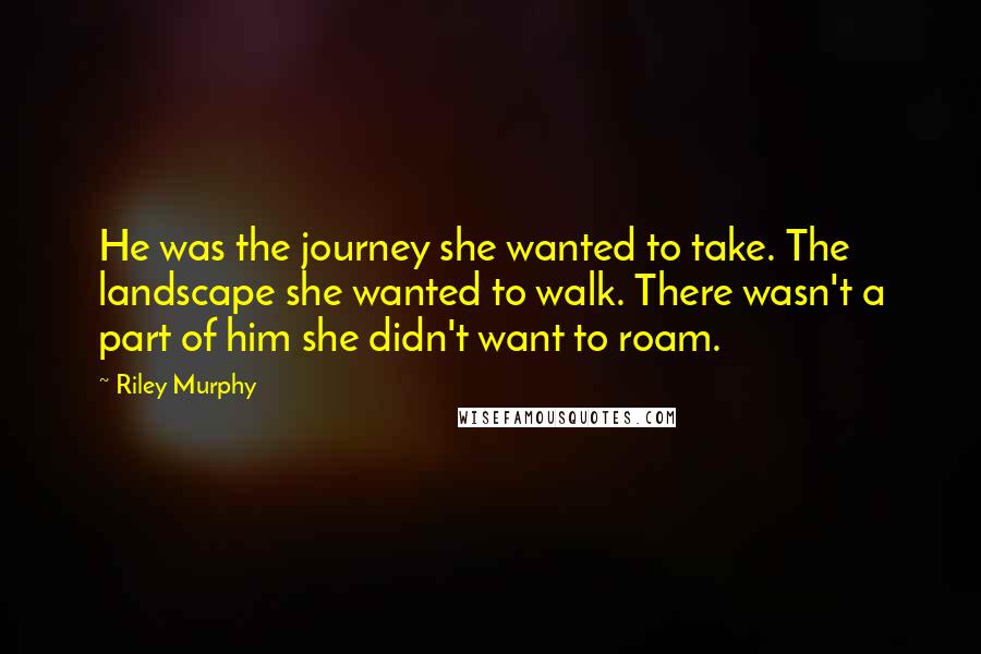 Riley Murphy Quotes: He was the journey she wanted to take. The landscape she wanted to walk. There wasn't a part of him she didn't want to roam.