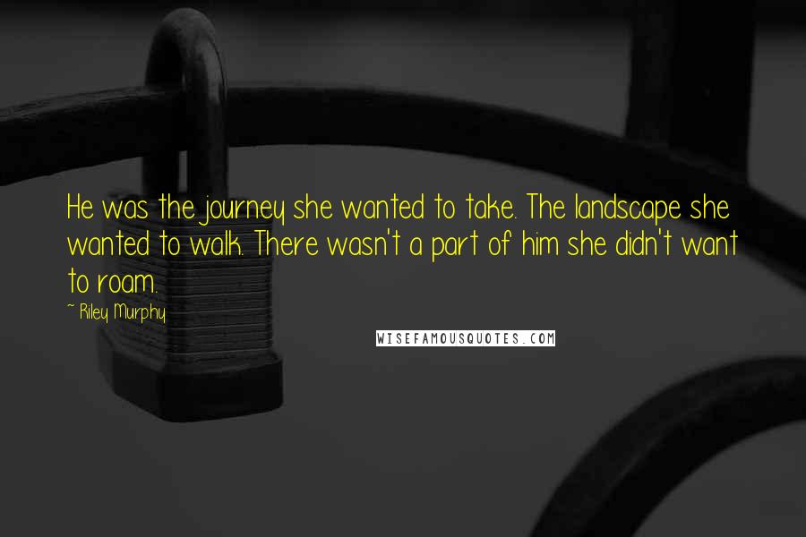 Riley Murphy Quotes: He was the journey she wanted to take. The landscape she wanted to walk. There wasn't a part of him she didn't want to roam.