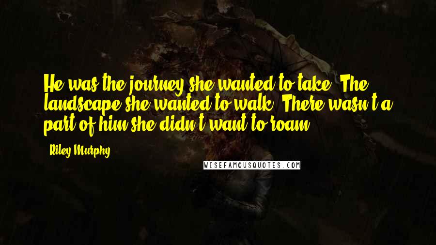 Riley Murphy Quotes: He was the journey she wanted to take. The landscape she wanted to walk. There wasn't a part of him she didn't want to roam.