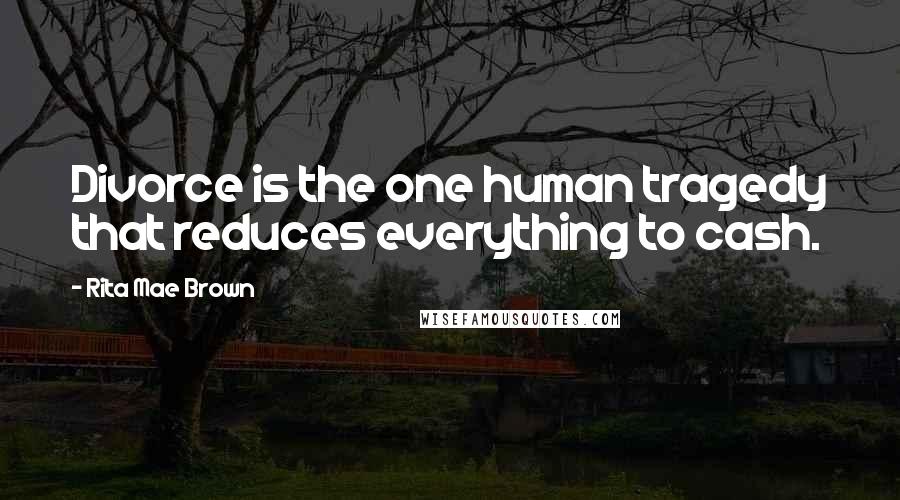 Rita Mae Brown Quotes: Divorce is the one human tragedy that reduces everything to cash.