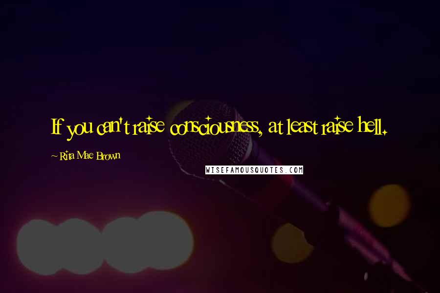 Rita Mae Brown Quotes: If you can't raise consciousness, at least raise hell.