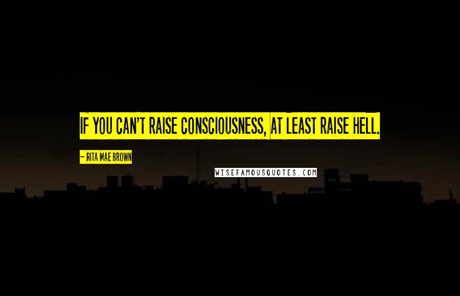 Rita Mae Brown Quotes: If you can't raise consciousness, at least raise hell.