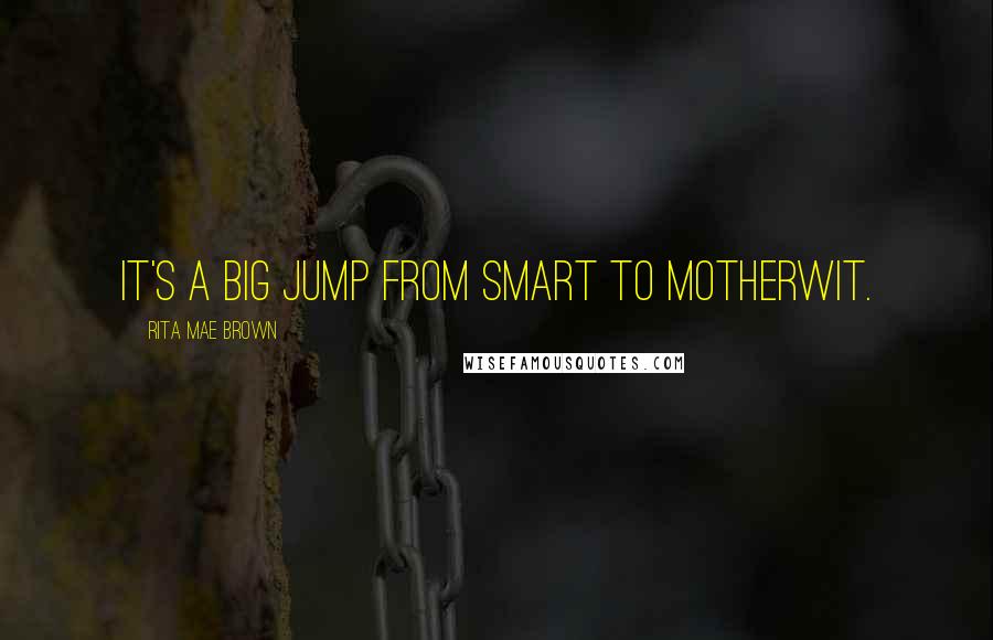 Rita Mae Brown Quotes: It's a big jump from smart to motherwit.