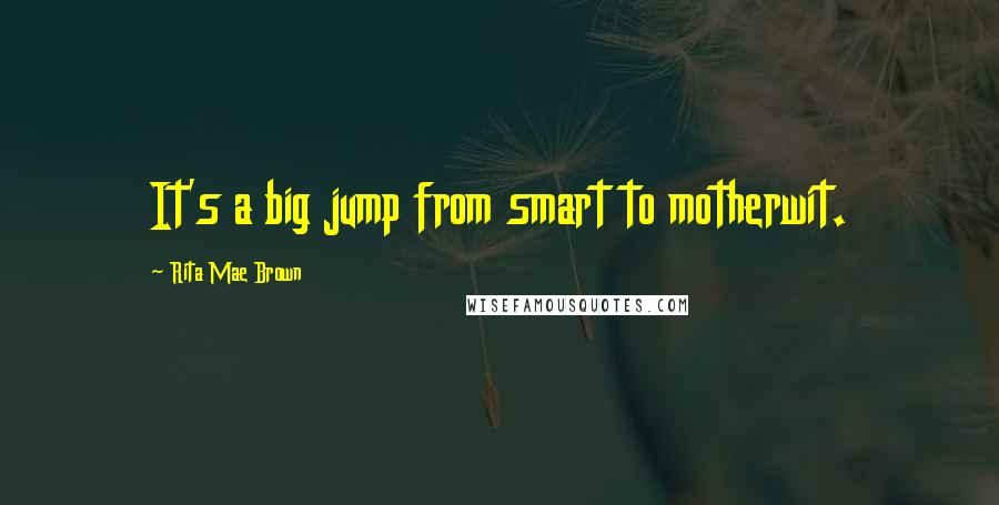 Rita Mae Brown Quotes: It's a big jump from smart to motherwit.