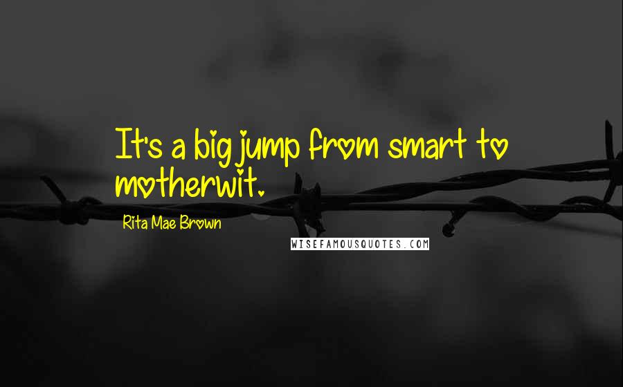 Rita Mae Brown Quotes: It's a big jump from smart to motherwit.