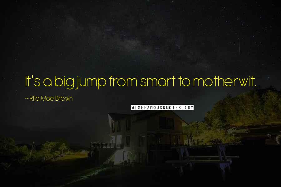 Rita Mae Brown Quotes: It's a big jump from smart to motherwit.