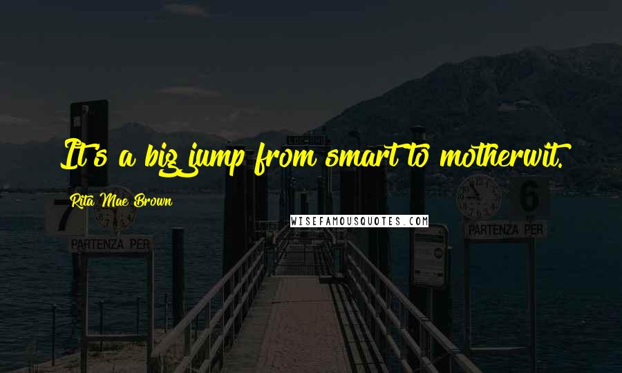 Rita Mae Brown Quotes: It's a big jump from smart to motherwit.