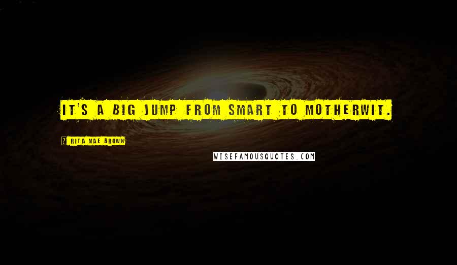 Rita Mae Brown Quotes: It's a big jump from smart to motherwit.