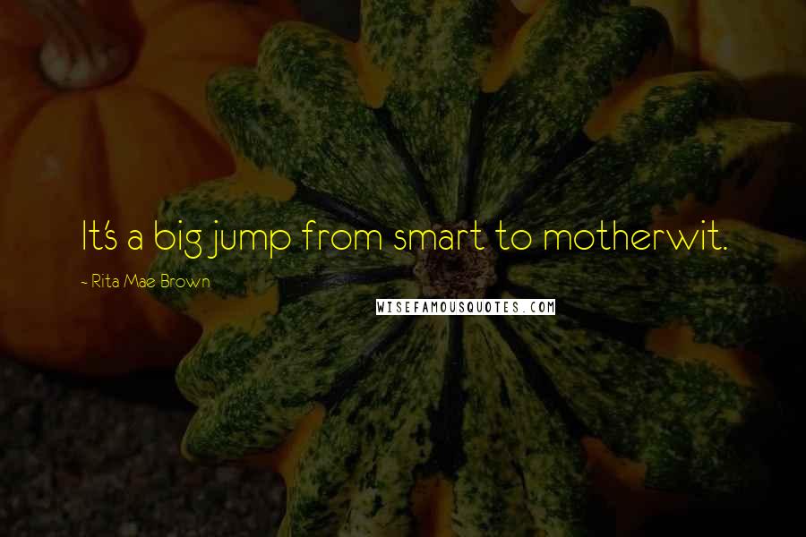 Rita Mae Brown Quotes: It's a big jump from smart to motherwit.