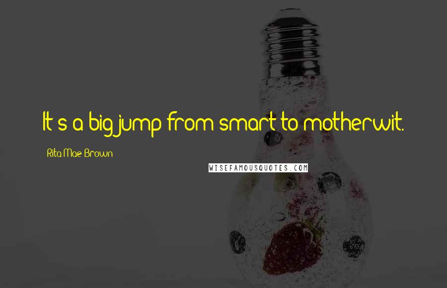 Rita Mae Brown Quotes: It's a big jump from smart to motherwit.