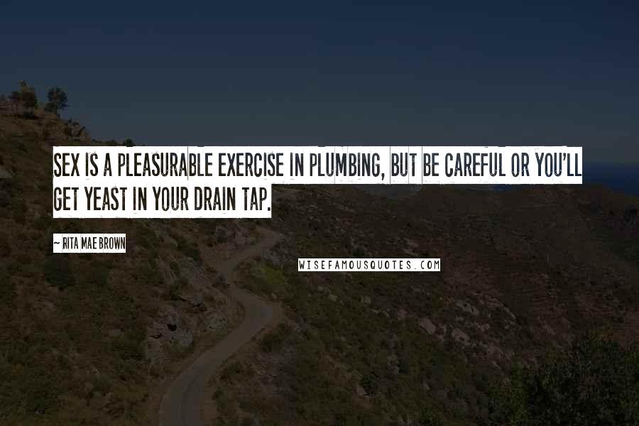 Rita Mae Brown Quotes: Sex is a pleasurable exercise in plumbing, but be careful or you'll get yeast in your drain tap.