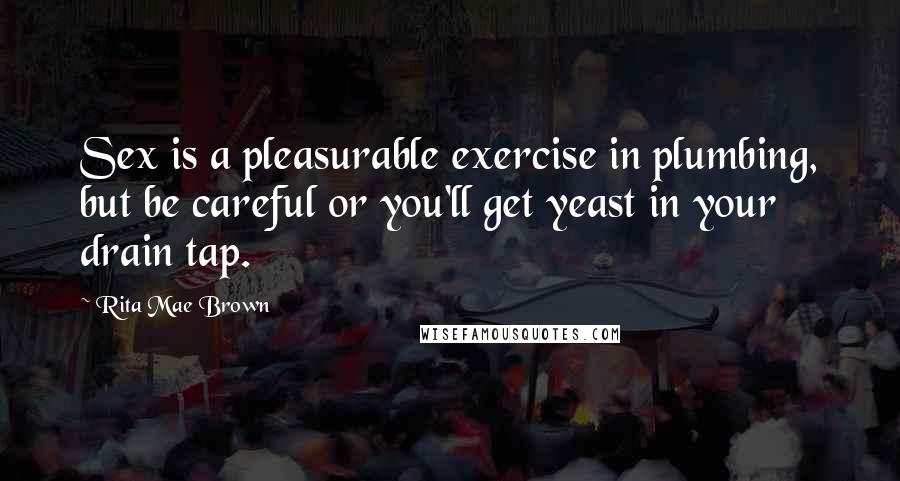 Rita Mae Brown Quotes: Sex is a pleasurable exercise in plumbing, but be careful or you'll get yeast in your drain tap.