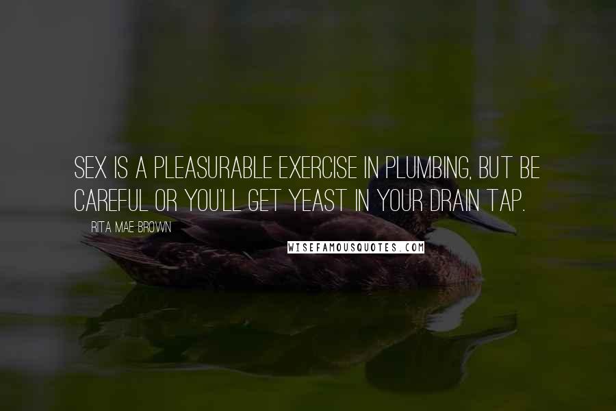 Rita Mae Brown Quotes: Sex is a pleasurable exercise in plumbing, but be careful or you'll get yeast in your drain tap.