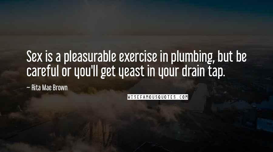 Rita Mae Brown Quotes: Sex is a pleasurable exercise in plumbing, but be careful or you'll get yeast in your drain tap.