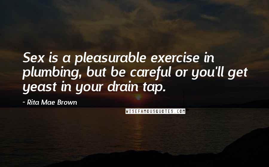 Rita Mae Brown Quotes: Sex is a pleasurable exercise in plumbing, but be careful or you'll get yeast in your drain tap.