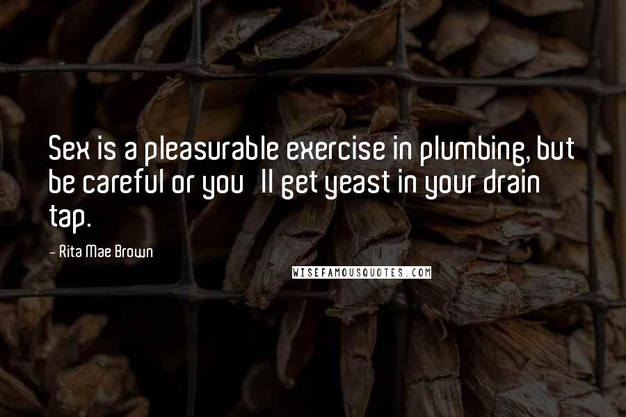 Rita Mae Brown Quotes: Sex is a pleasurable exercise in plumbing, but be careful or you'll get yeast in your drain tap.