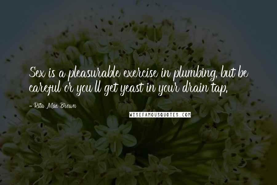 Rita Mae Brown Quotes: Sex is a pleasurable exercise in plumbing, but be careful or you'll get yeast in your drain tap.