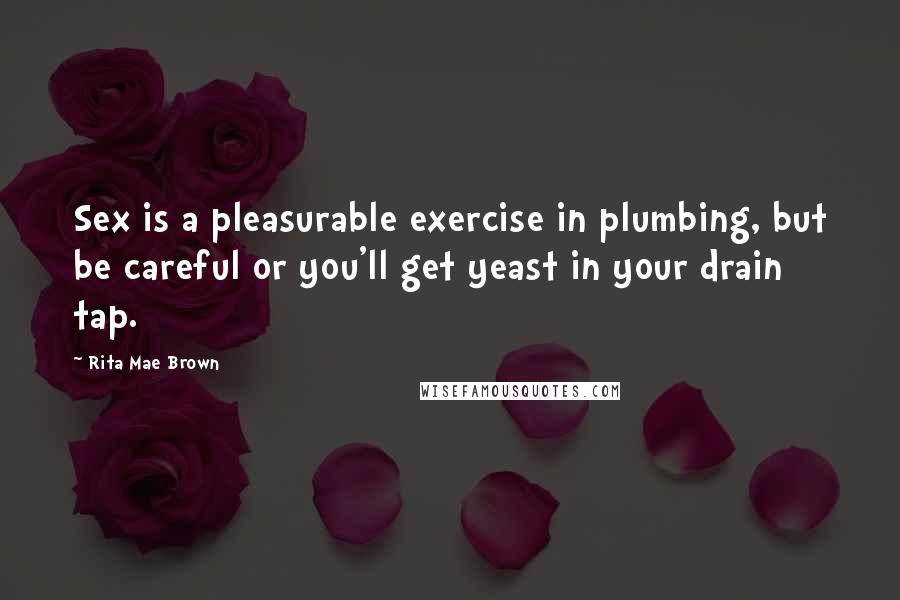 Rita Mae Brown Quotes: Sex is a pleasurable exercise in plumbing, but be careful or you'll get yeast in your drain tap.