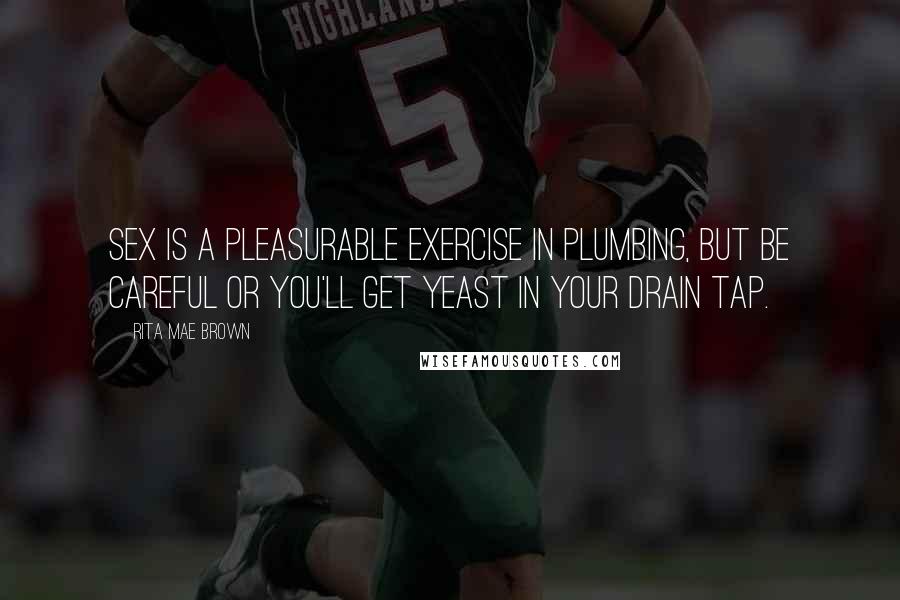 Rita Mae Brown Quotes: Sex is a pleasurable exercise in plumbing, but be careful or you'll get yeast in your drain tap.