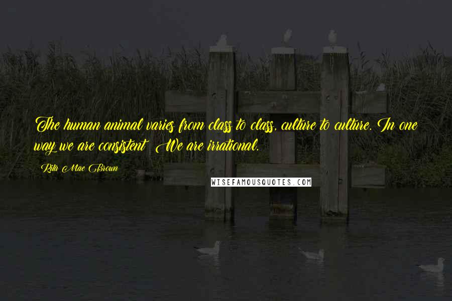 Rita Mae Brown Quotes: The human animal varies from class to class, culture to culture. In one way we are consistent: We are irrational.