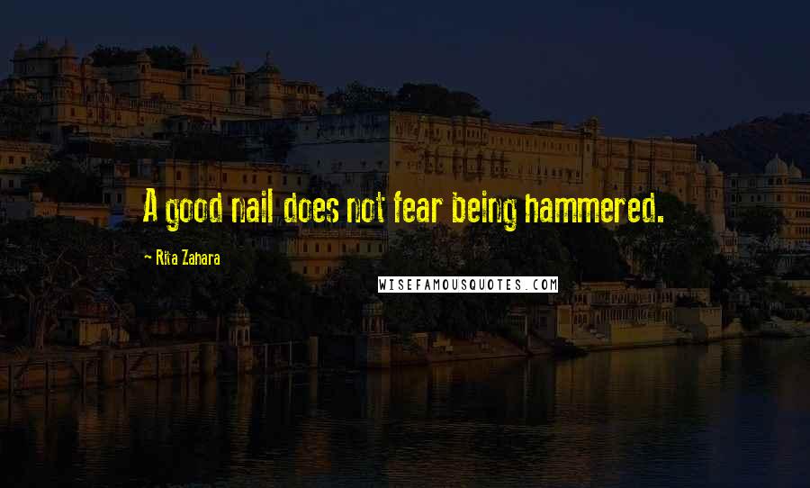Rita Zahara Quotes: A good nail does not fear being hammered.