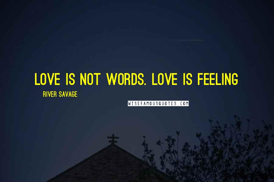 River Savage Quotes: Love is not words. Love is feeling