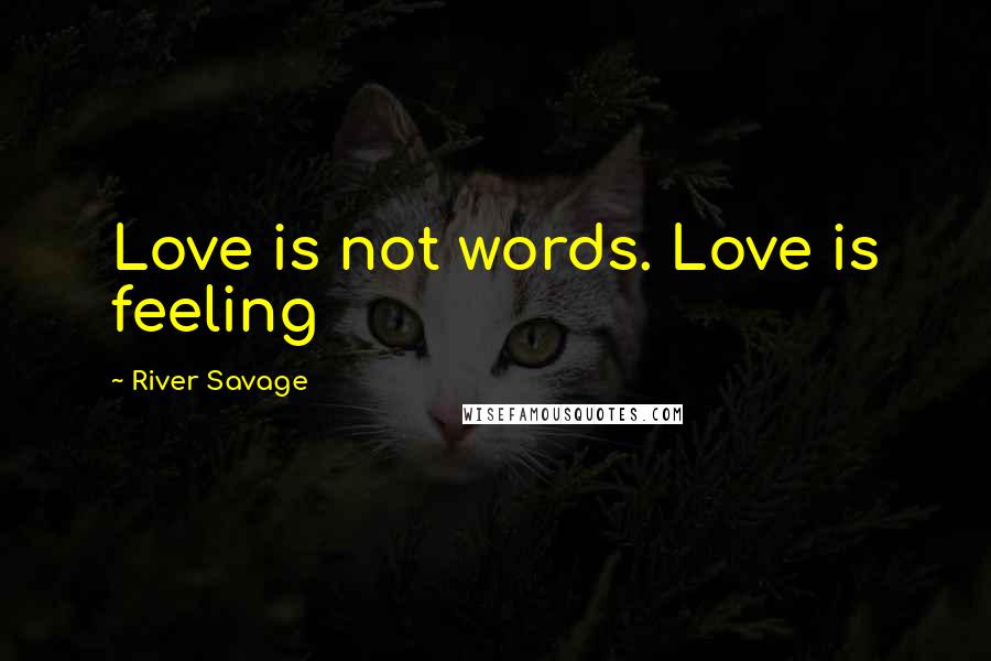 River Savage Quotes: Love is not words. Love is feeling