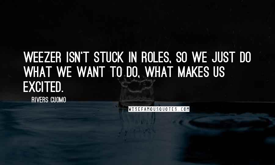 Rivers Cuomo Quotes: Weezer isn't stuck in roles, so we just do what we want to do, what makes us excited.