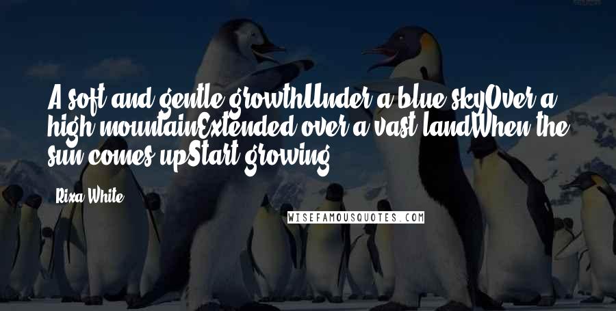 Rixa White Quotes: A soft and gentle growthUnder a blue skyOver a high mountainExtended over a vast landWhen the sun comes upStart growing