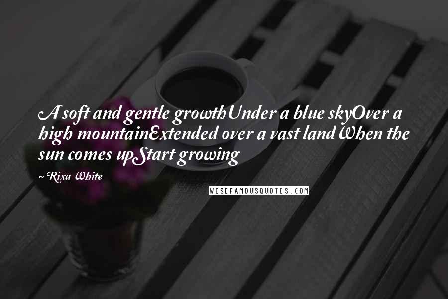 Rixa White Quotes: A soft and gentle growthUnder a blue skyOver a high mountainExtended over a vast landWhen the sun comes upStart growing